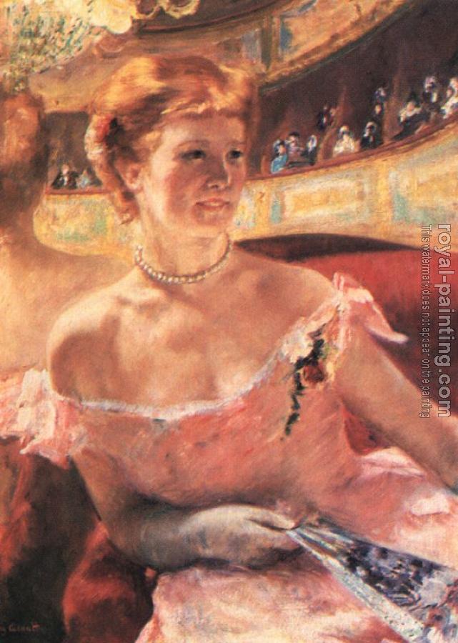 Mary Cassatt : Lydia in a Loge Wearing a Pearl Necklace